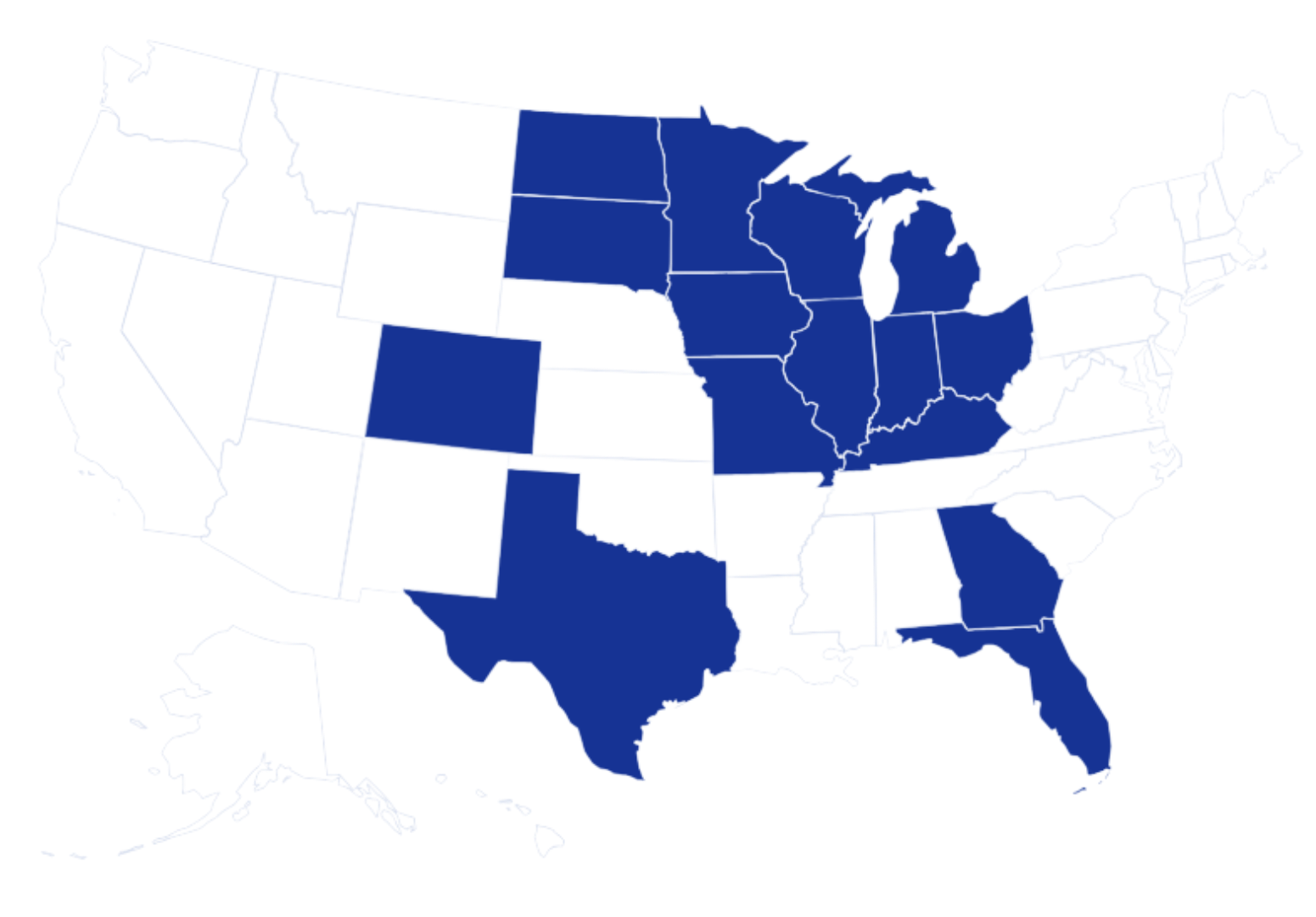 Map of where JDR Engineering is licensed to work